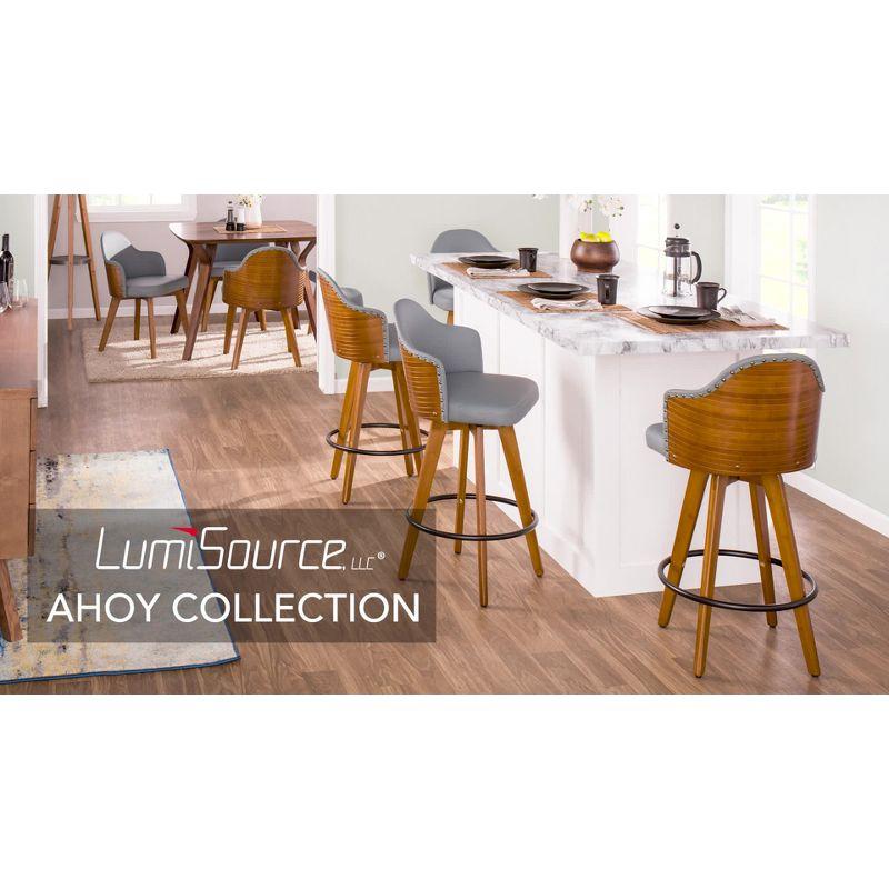 Ahoy Dining Chair Walnut/Cream/Brass - LumiSource: Faux Leather Upholstery, Mid-Century Modern Design, Nailhead Trim