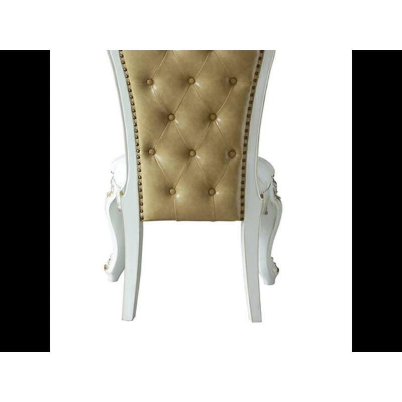 Elegant Beige Faux Leather Upholstered Side Chair with Queen Anne Legs