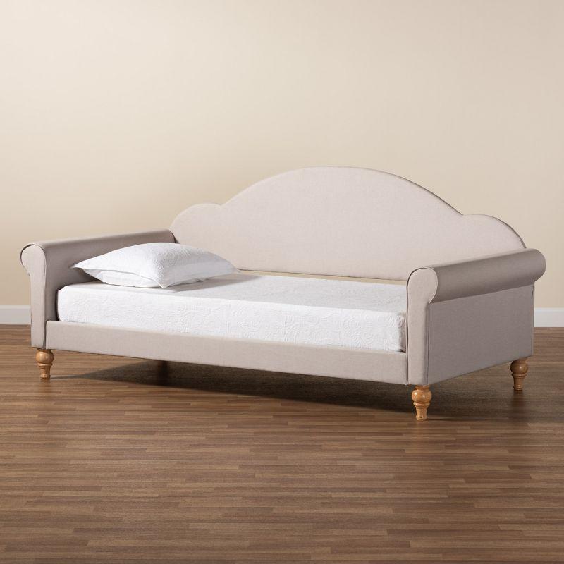 Baxton Studio Chaise Classic and Traditional Light Grey Fabric and Natural Brown Finished Wood Twin Size Daybed