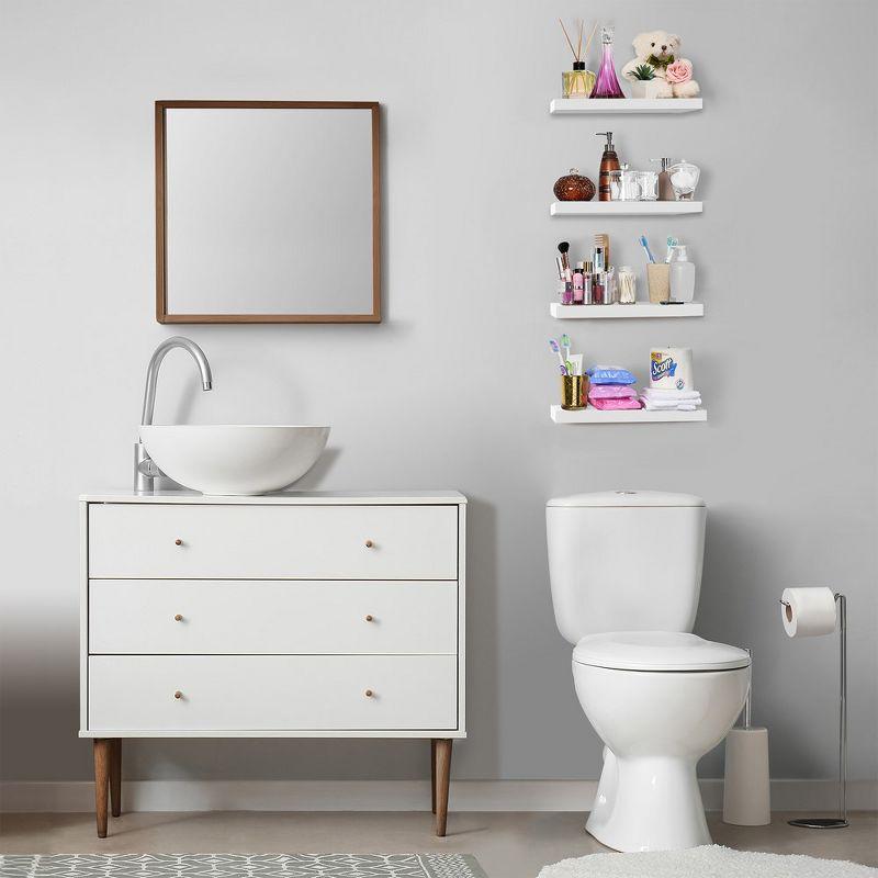 Sorbus 4 Pack Wall Mounted Floating Shelves - for storage and displaying showpieces, home decor items, and other prized possessions (White)