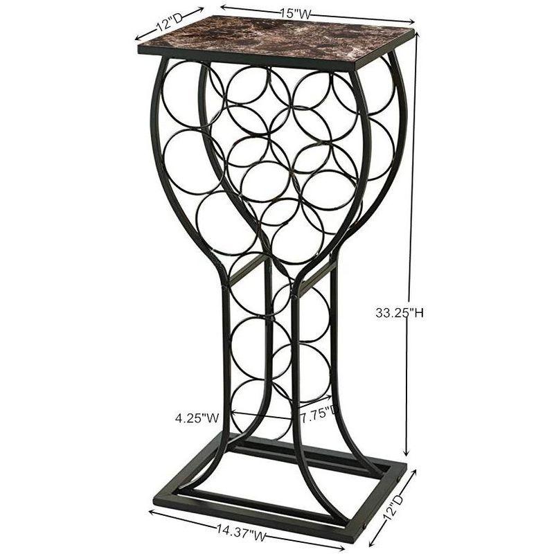 Kings Brand Furniture - Freestanding Wine Rack Stand Storage & Display Holder, Marble Finish Table Top that Holds 11 Bottles (Black)