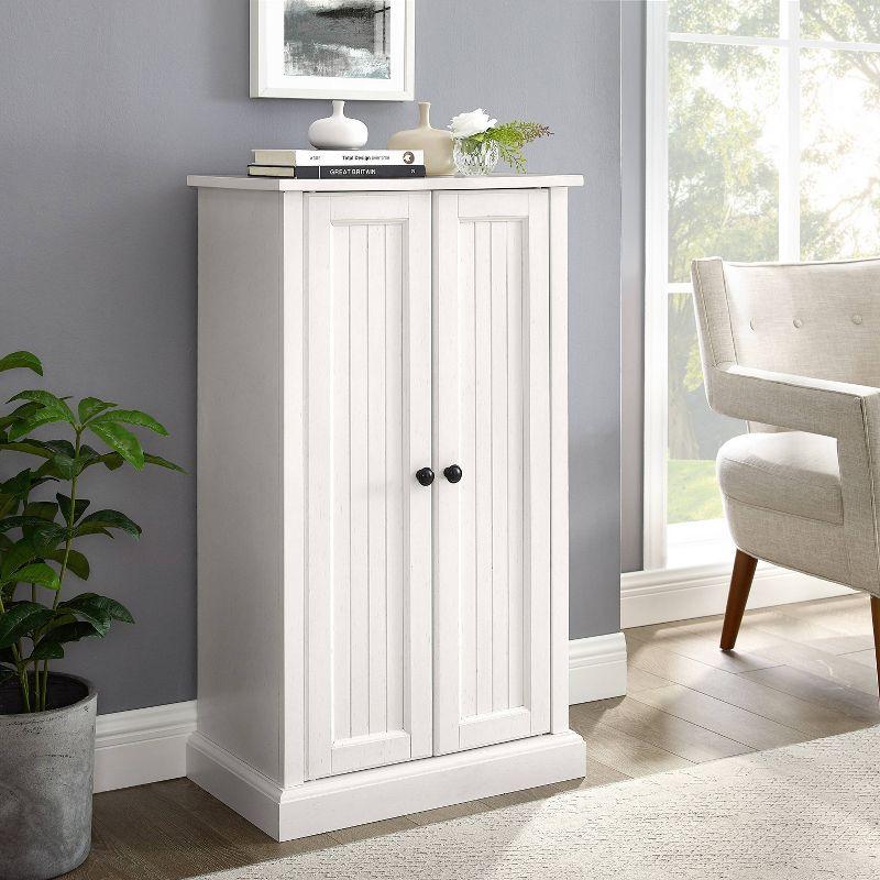 White Coastal Adjustable Shelving Accent Cabinet