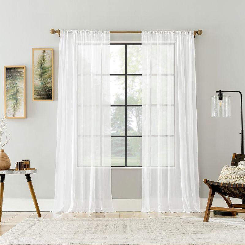 50"x84" Archaeo Sheer 100% Cotton Curtain Panel White: Transitional Voile Rod Pocket Indoor Drapery