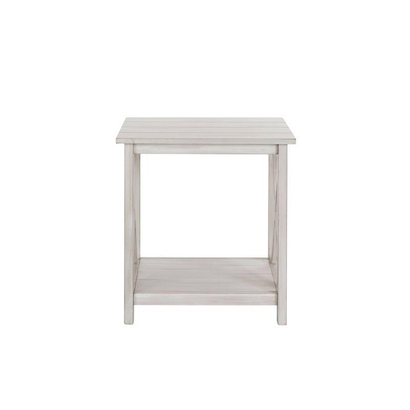 Jamestown End Table White - Boraam: Antique-Look Accent Table, Storage Shelf, Farmhouse Design