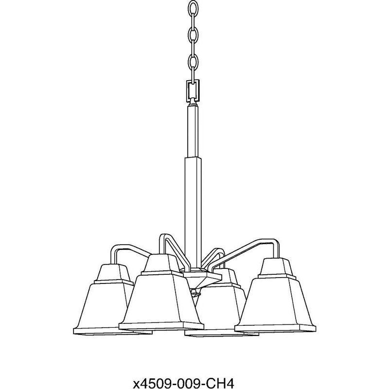 Progress Lighting, Clifton Heights, 4-Light Chandelier, Matte Black, Etched Square Glass Shades