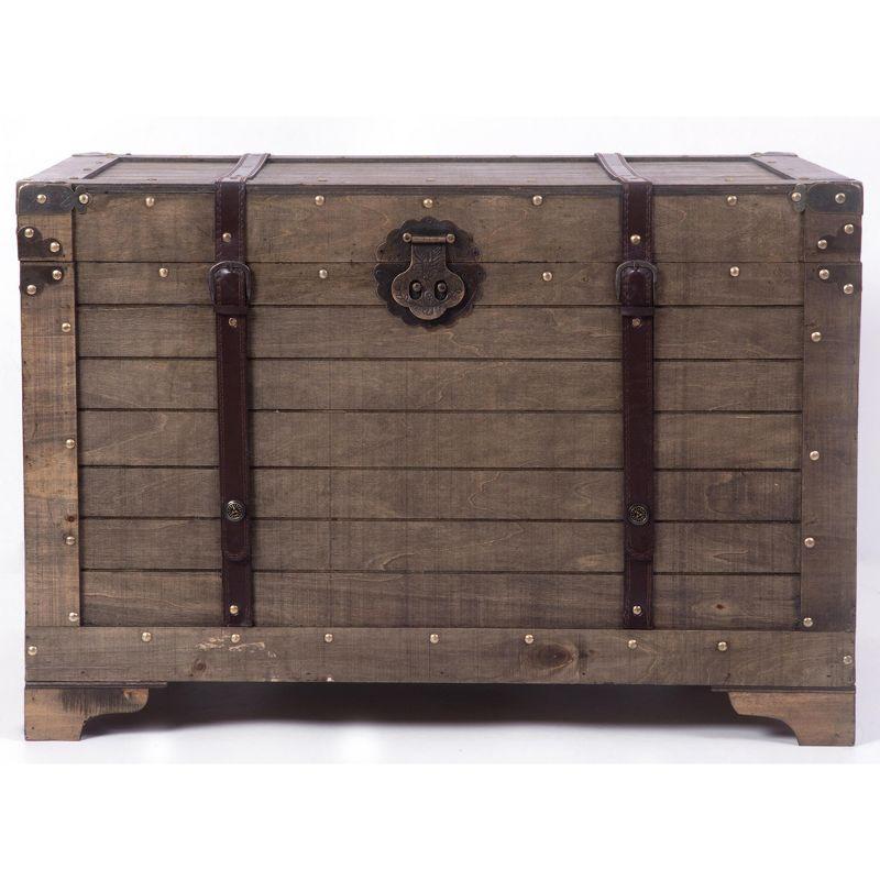 Vintiquewise Old Fashioned Large Natural Wood Storage Trunk and Coffee Table