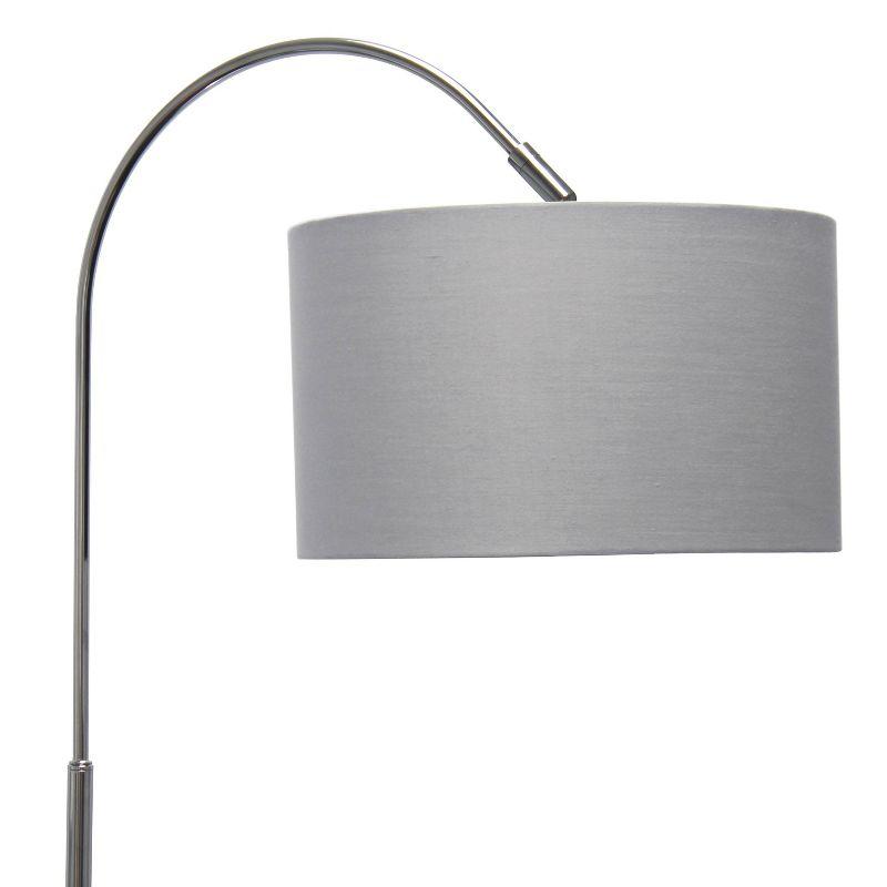 Gray Brushed Nickel Arched Floor Lamp with Fabric Shade