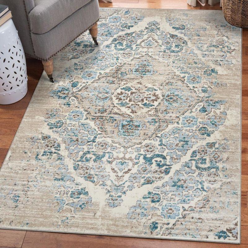 Luxe Weavers Victoria Collection Cream 9x12 Floral Indoor Area Rug