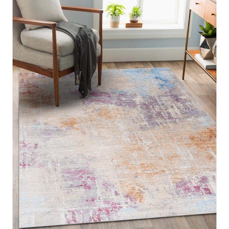 Multicolor Abstract Medium Pile Area Rug 5' x 7'