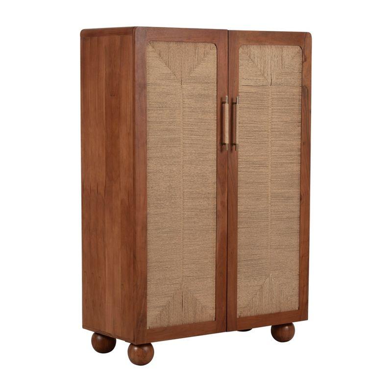 Sagebrook Home 60" Acacia Wood Armoire Brown: Contemporary Hand-Painted, Fixed Shelf, Metal Hardware