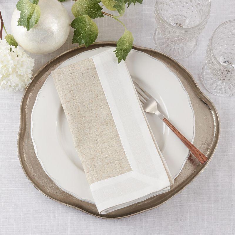 Natural Two Tone Linen Dinner Napkins Set of 4