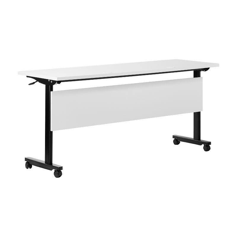 Emma and Oliver Heavy-Duty Flip Top Training Table with Nesting Design, Privacy Panel, T-Legs, Tabletop, Metal Frame