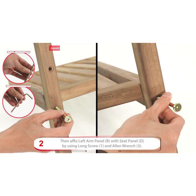 Emilano Set of 2 Acacia Wood Club Chair - Natural Stained - Christopher Knight Home: Weather-Resistant Patio Accent Chairs with Polyester Cushions