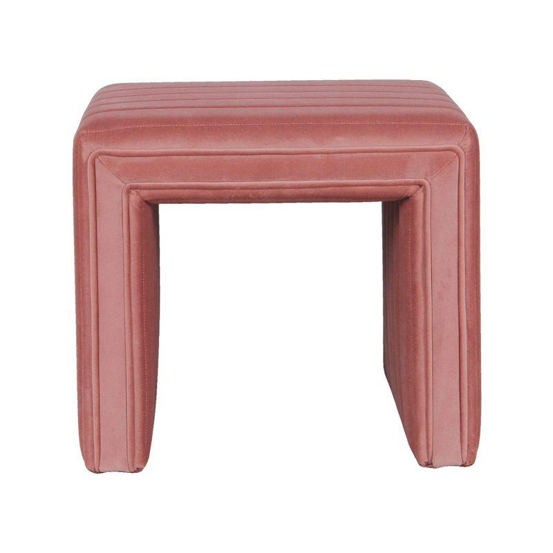 Velvet Tufted Rectangular Footstool in Blush Pink