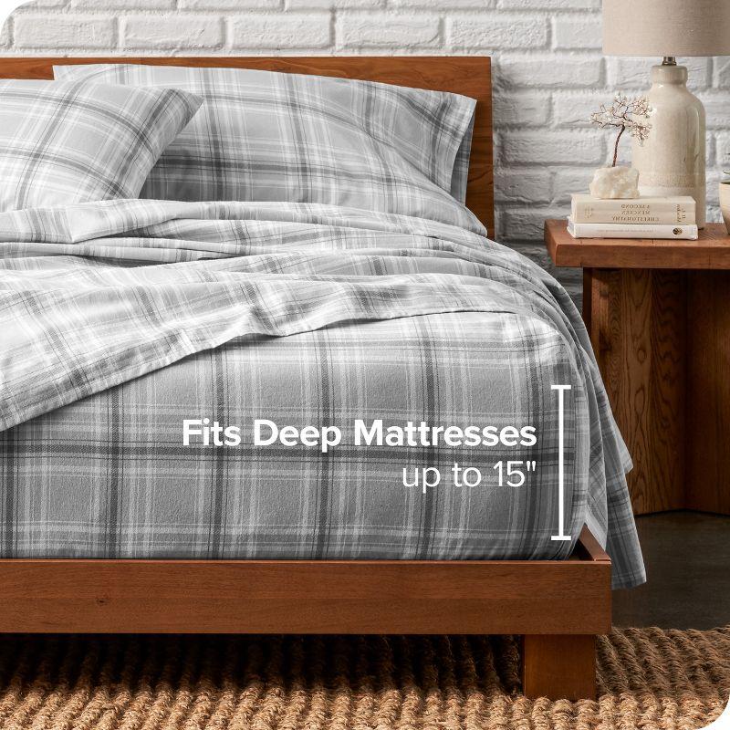 Tartan Plaid Cotton Flannel Twin XL Sheet Set by Bare Home