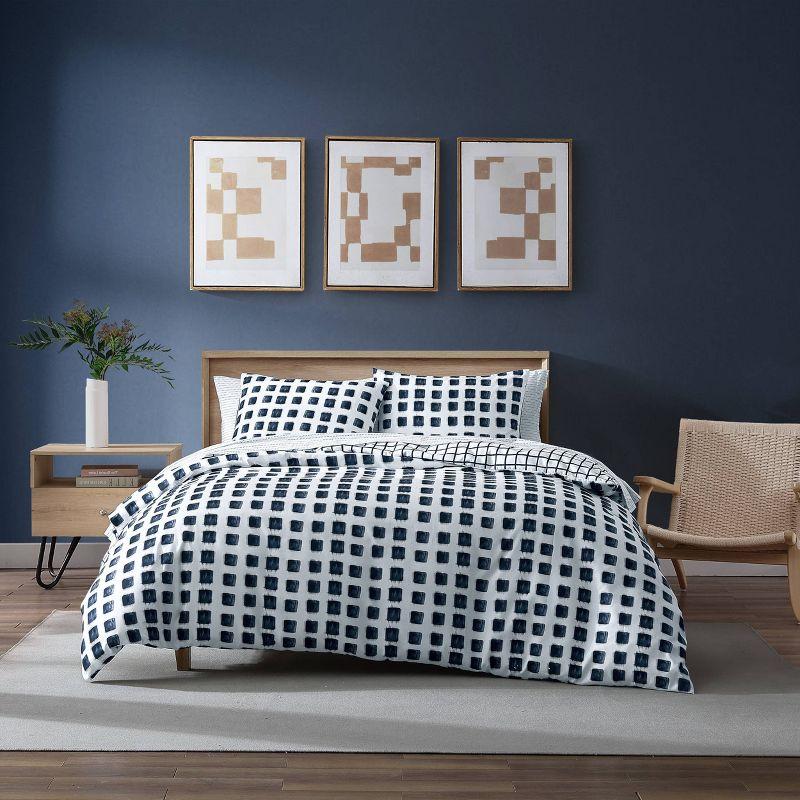 Urban Shibori Blue/White Microfiber Reversible Duvet Cover Set