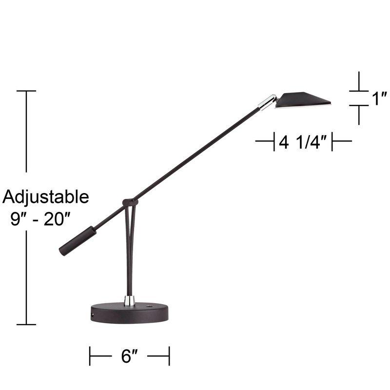 360 Lighting Modern Desk Table Lamp with USB Charging Port LED 20" High Satin Black Metal Adjustable Arm for Bedroom Office