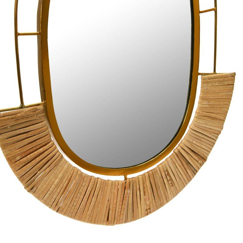 Storied Home Oval Modern Boho Metal and Cane Framed Wall Mirror Natural: Iron & Cane Material, No Assembly Required