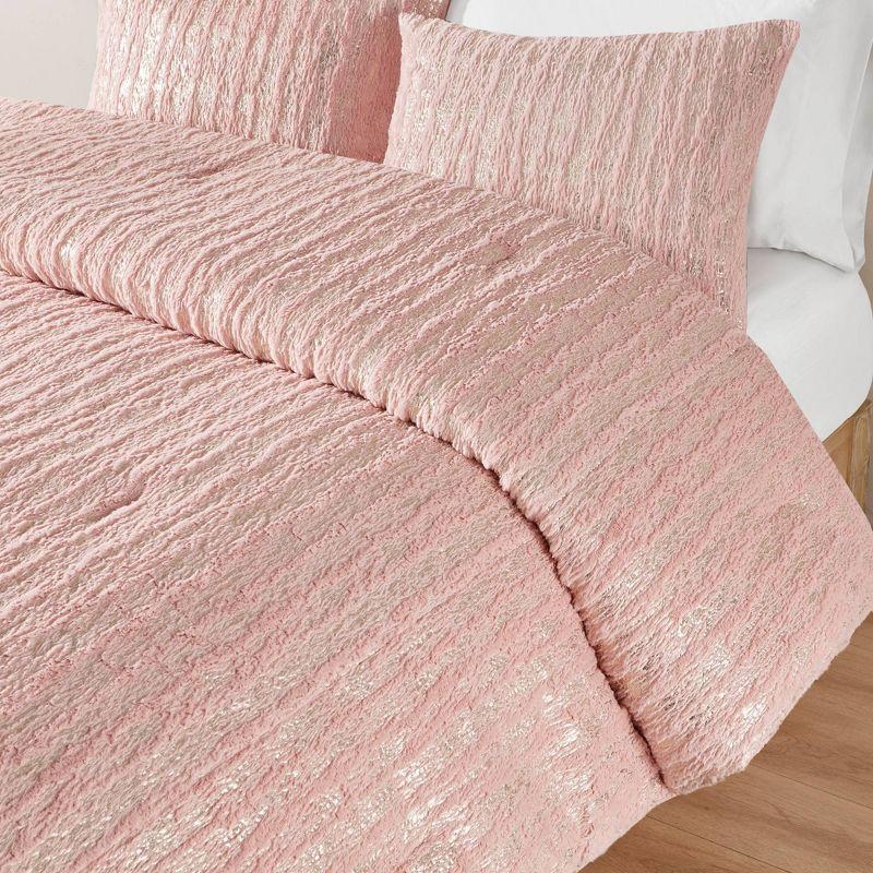 510 Design Metallic Print Faux Fur Comforter Set