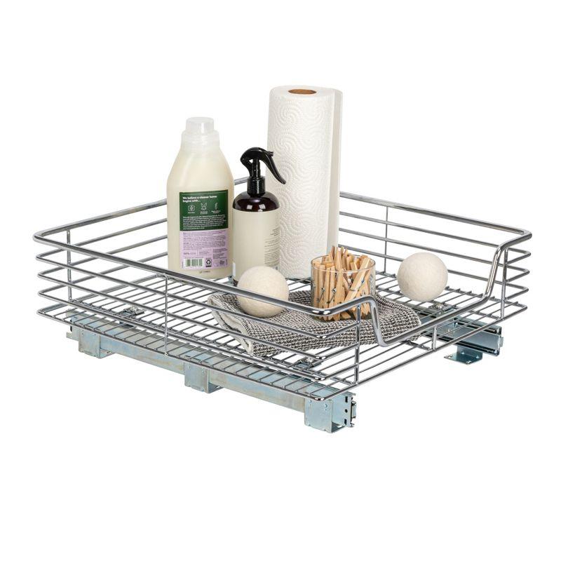 Chrome-Plated Steel Single Tier Pull-Out Cabinet Organizer