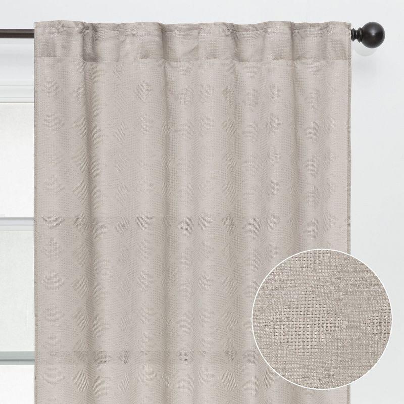 Taupe Extended Sheer Polyester Tab Top Kitchen Drapes