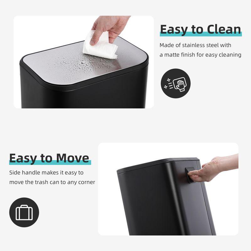 Sangdo Bathroom Trash Can, Small Step Waste Bin with Foot Pedal & Removable Inner Bucket
