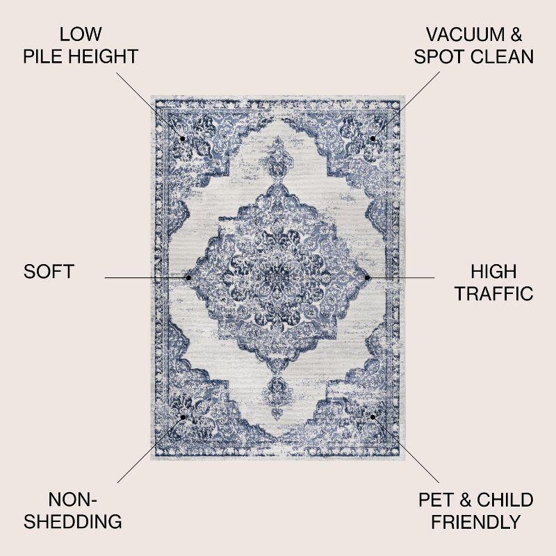 8'x10' Alhambra Ornate Medallion Modern Area Rug, Light Blue/Ivory - JONATHAN Y