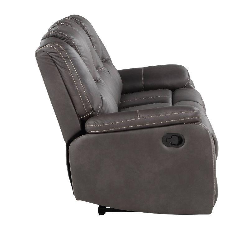 Charcoal Faux Leather Reclining Sofa with Pillow-top Arms