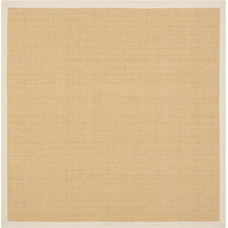 Handmade Maize/Wheat 8' Square Braided Wool-Cotton Rug