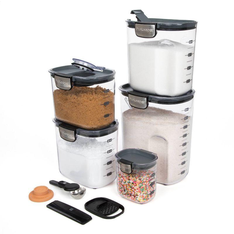 Prepworks ProKeeper Plus 9pc Baking Storage Set: Airtight Kitchen Containers with Ingredient Leveler & Terracotta Disk