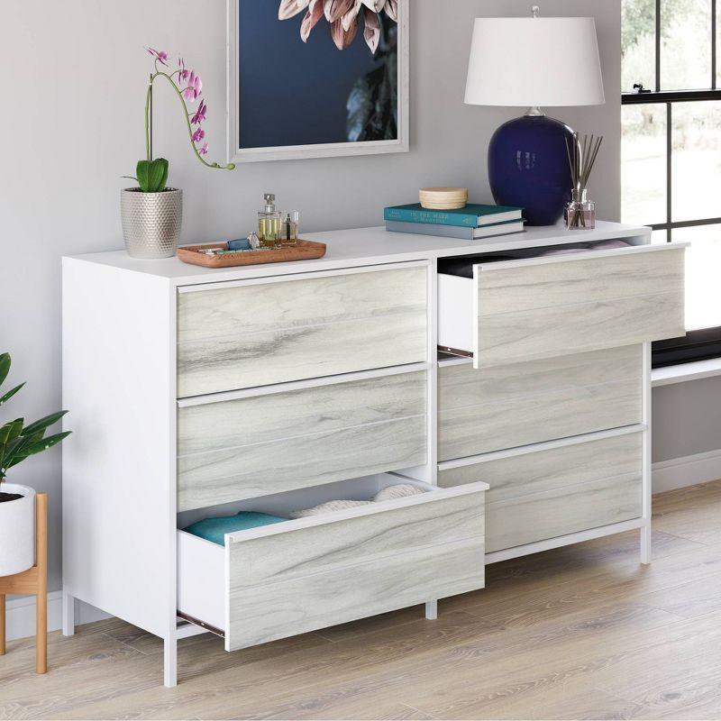 Industrial Boulevard 62'' White Metal Frame 6-Drawer Dresser