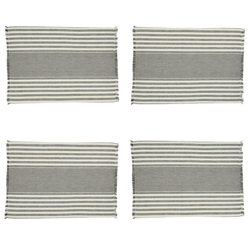 Gray and White Cotton Stripe Design Placemats Set of 4