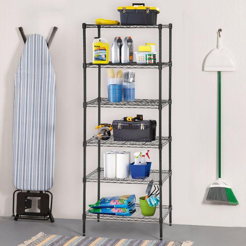 Black Adjustable 6-Tier Metal Wire Shelving Unit