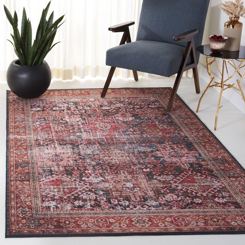Tucson Square Easy-Care Rust & Green Synthetic Area Rug - 6'x6'