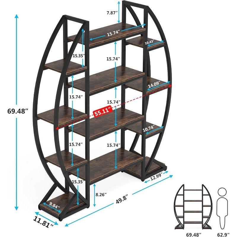 Tribesigns 5 Tier Plant Stand, Half-Moon Shaped Large Plant Shelf, Curved Oval Flower Pot Rack for Living Room, Balcony, Patio, Garden, Brown