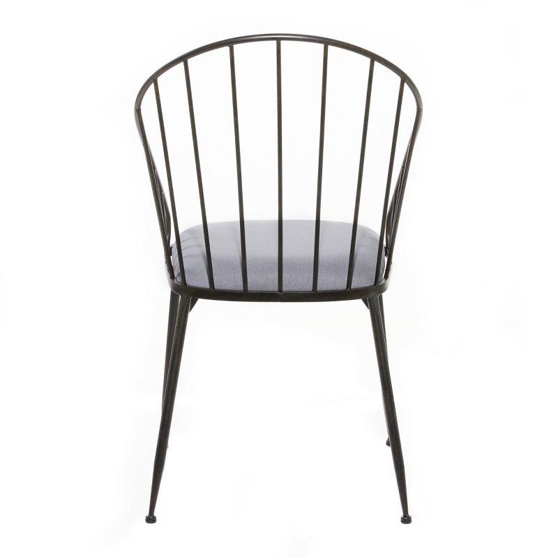 Elegant Black Metal High-Back Windsor Side Chair with Cushion