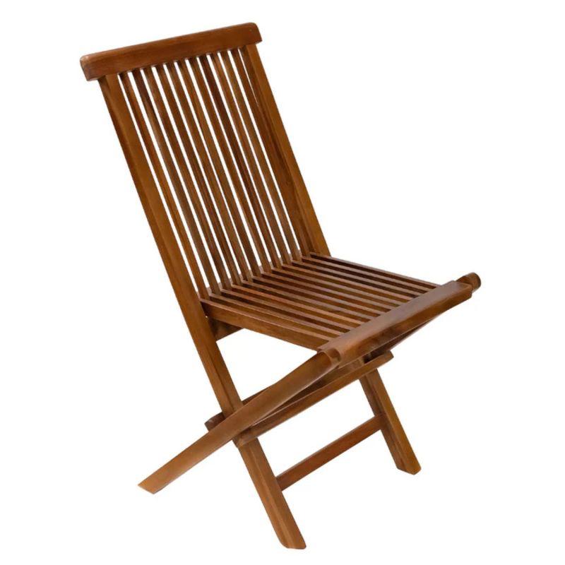 Nordic Teak Brown Armless Folding Patio Chair