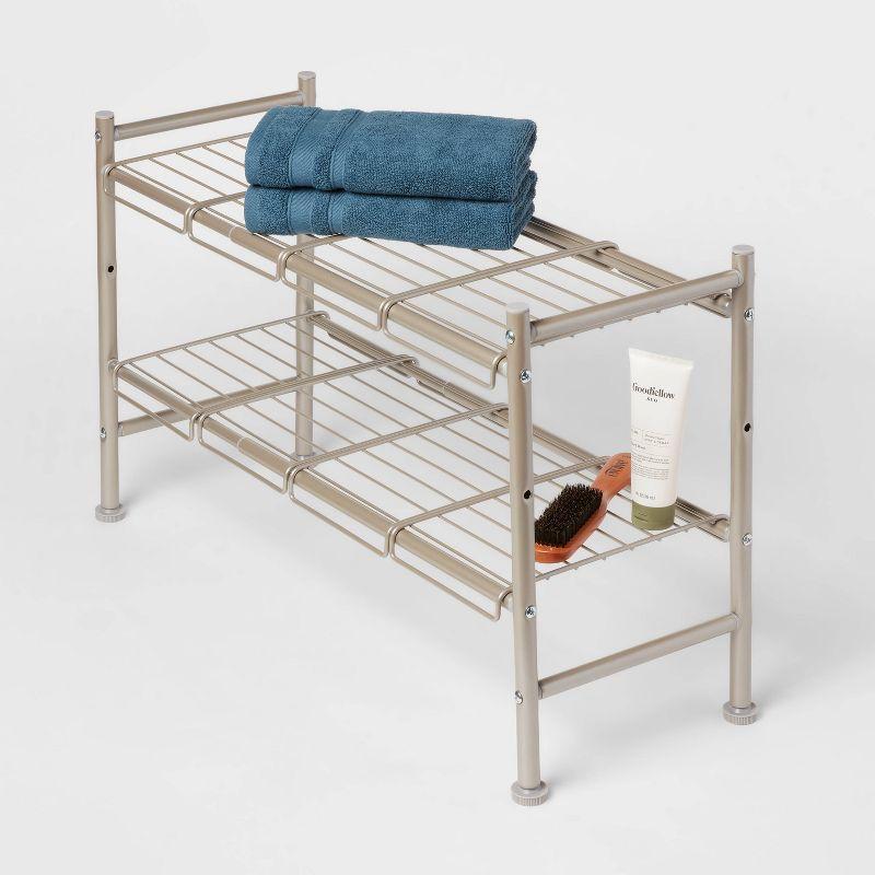 Under the Sink Expandable Brushed Nickel - Brightroom™: 2-Tier, Powder-Coated Steel, Open Wire Shelf Organizer
