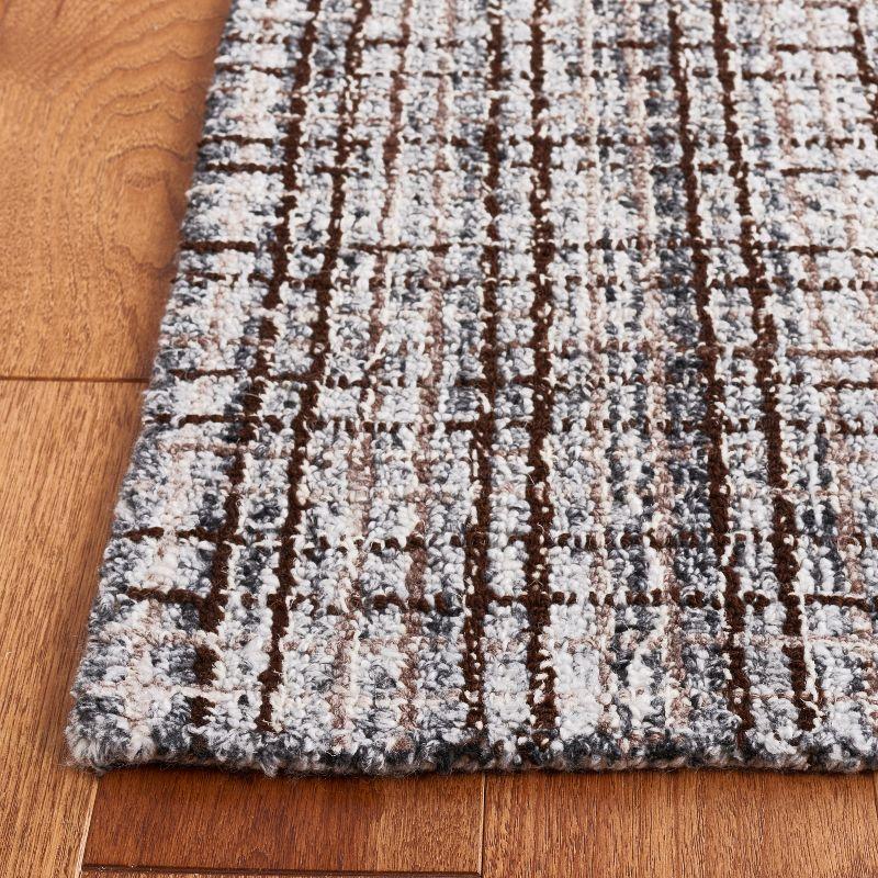 Hand-Tufted Grey Wool Abstract Rectangular Area Rug, 9' x 12'