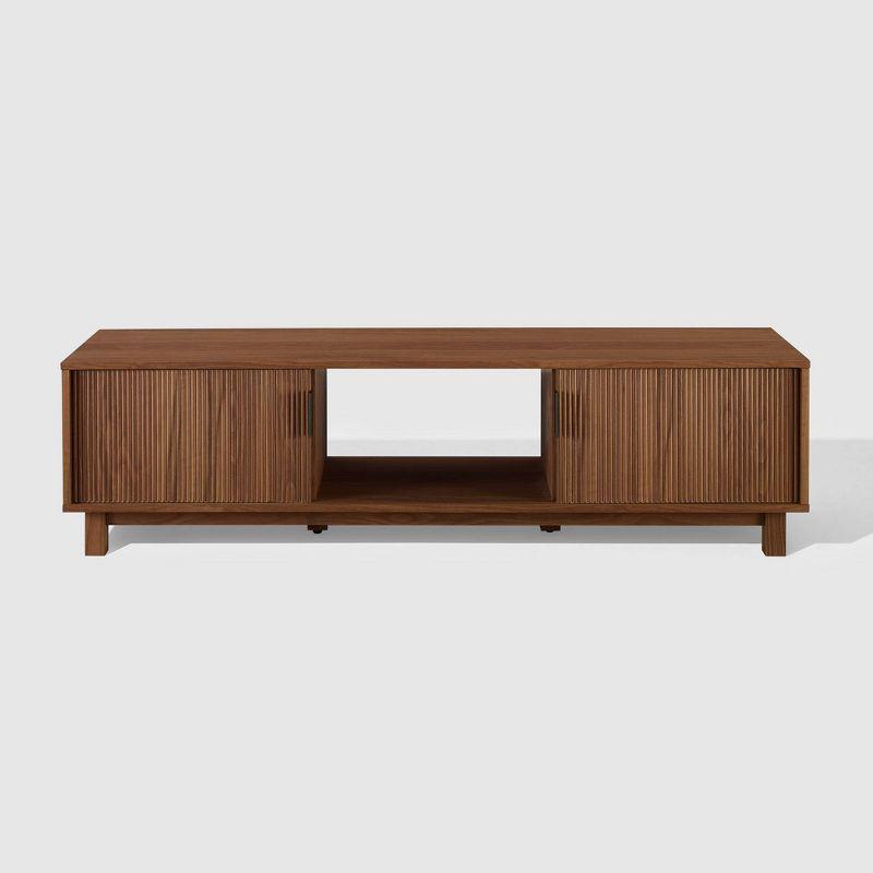 Mocha Engineered Wood 2-Door TV Stand with Storage