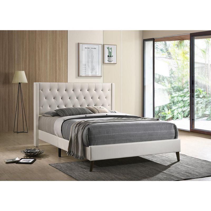 Passion Furniture Bergen White Queen Tufted Panel Bed