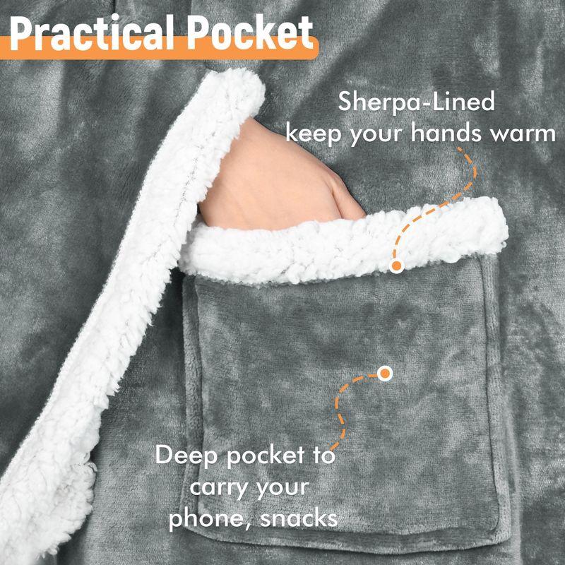 Catalonia Fleece Wearable Blanket with Sleeves & Foot Pockets for Adult, Comfy Snuggle Wrap Sleeved Throw Blanket Robe, Gift for Her Him