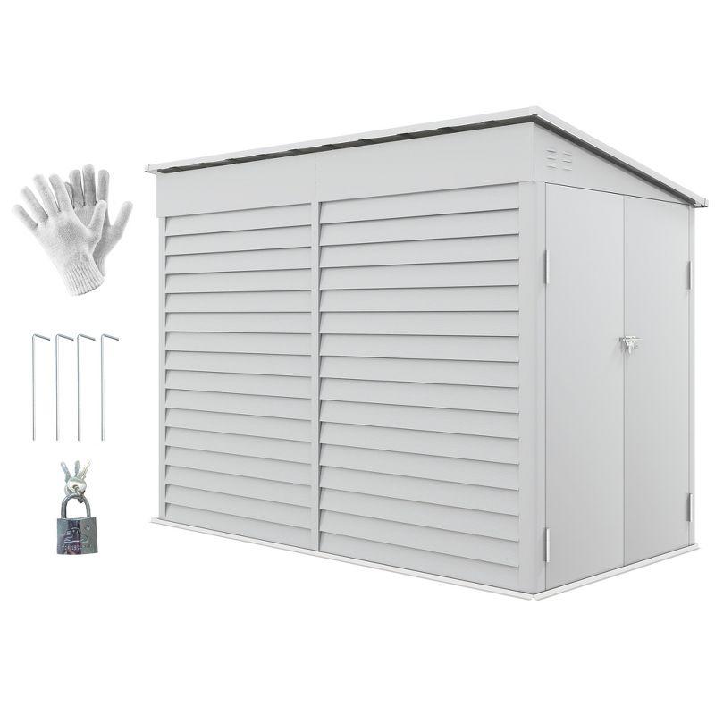 Outsunny White Metal Garden Storage Shed with Sliding Door and Windows