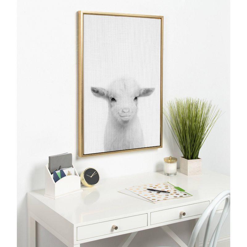 23" x 33" Sylvie Baby Goat Framed Canvas by Simon Te Tai Gold - Kate & Laurel All Things Decor: Modern Style, Plastic Frame