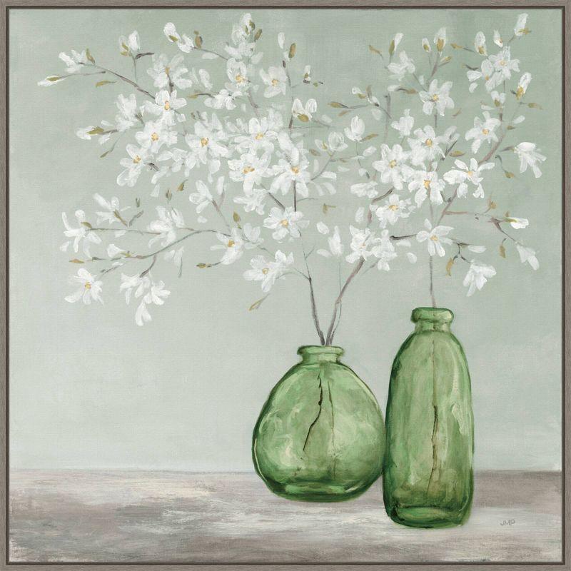 Spring Delight Green Blossom Canvas Print with Polystyrene Frame