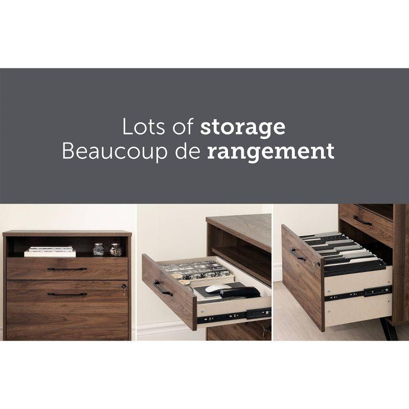 Natural Walnut 2-Drawer Lockable Lateral File Cabinet