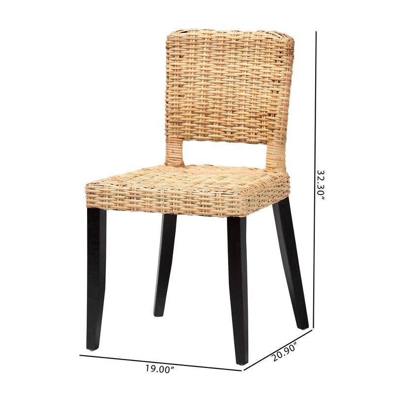 bali & pari Dermot Wood and Natural Rattan Dining Chair Dark Brown/Natural Brown: Interlaken Style, No Assembly Required