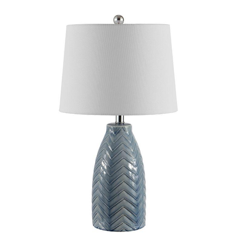 Chevron Striped Grey Ceramic 16" Table Lamp