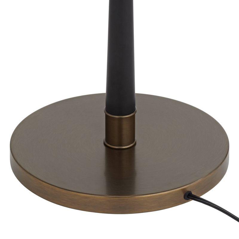 Kathy Ireland City Heights Modern 59" Tall Standing Floor Lamp Skinny Pole Pull Chain Black Gold Metal Antique Brass Finish Living Room Bedroom House