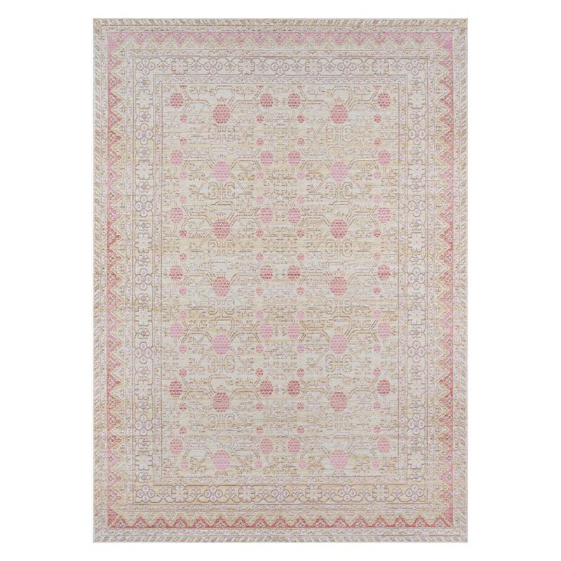 4'x6' Floral Loomed Area Rug Pink - Momeni: Modern Botanical Design, Low Pile, Polyester, Indoor Use